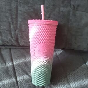 Starbucks Ombre Pink and Green Textured Tumbler